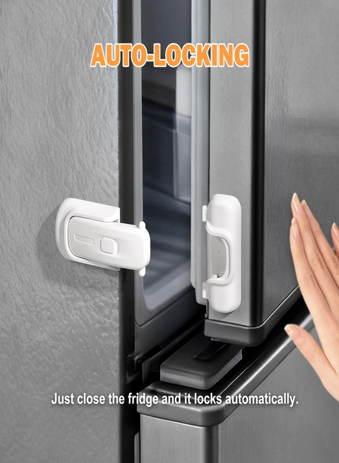 CLYMENE Child Proof Fridge Lock, Auto-Locking Refrigerator Door Latch with One-Hand Operation | No Keys or Straps | Keeps Freezer Secure from Kids & Pets – White - Image 4